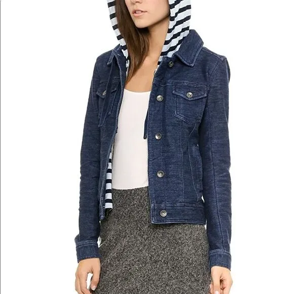 NWT Splendid Corby Twofer Jacket with Stripe Hood Size Medium