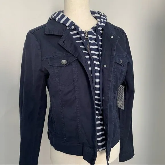 NWT Splendid Corby Twofer Jacket with Stripe Hood Size Medium
