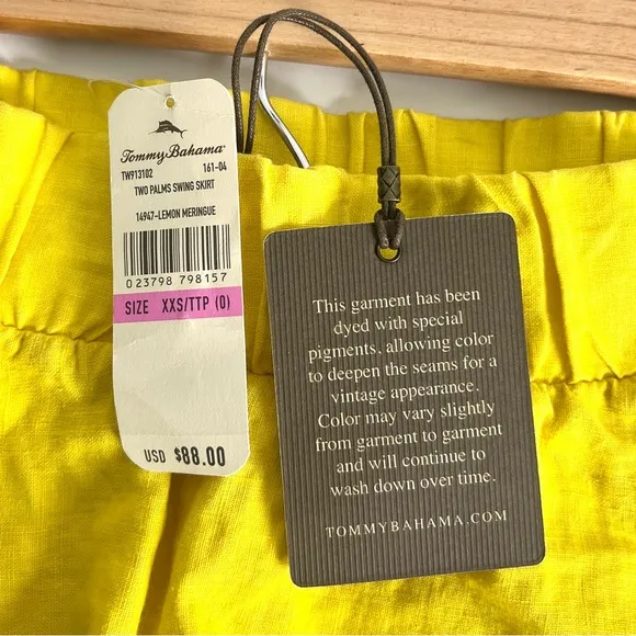 NWT Tommy Bahama Linen Yellow Mini Skirt