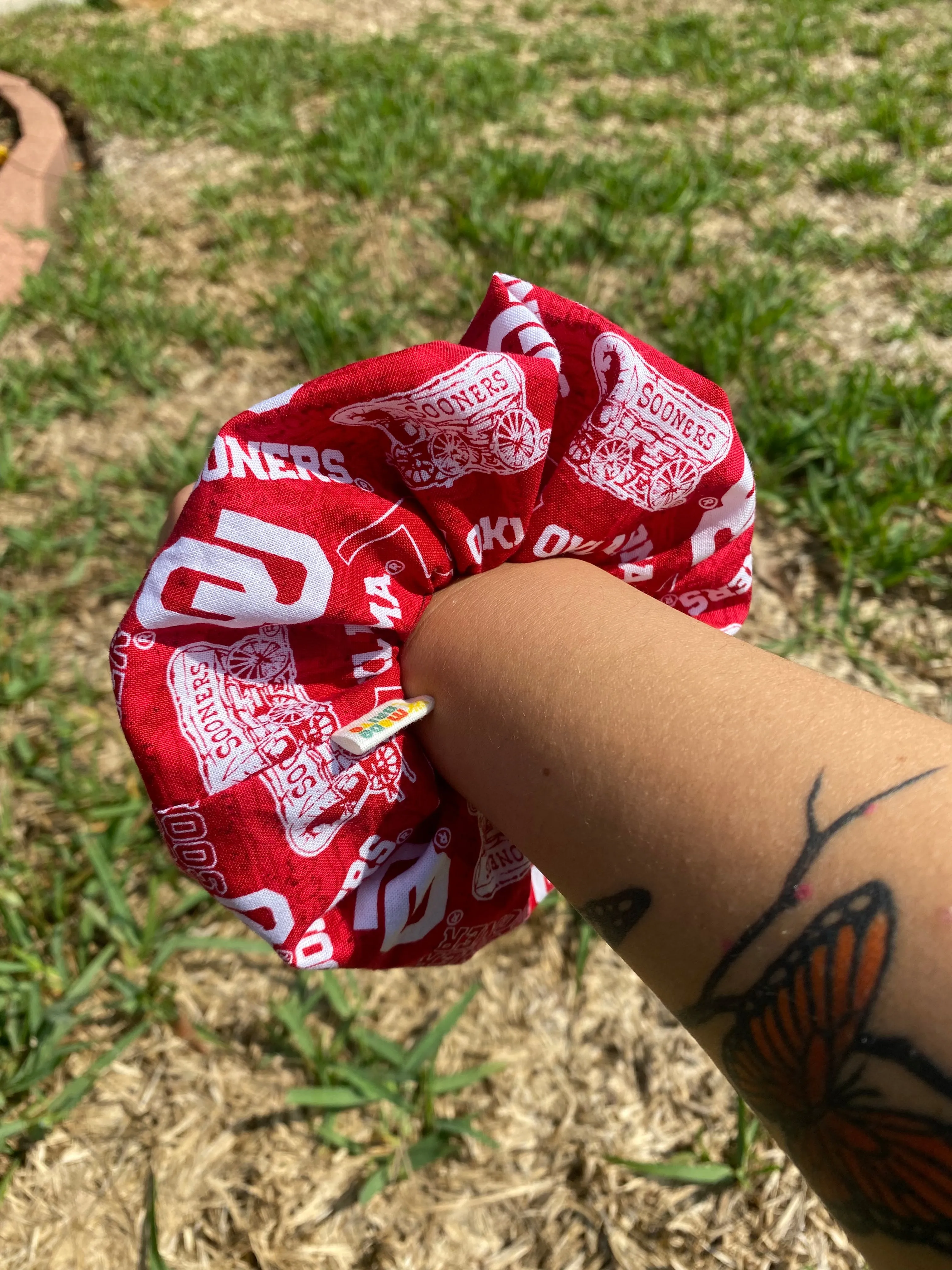 Oklahoma Sooners University Scrunchie Ponytail Hair Tie