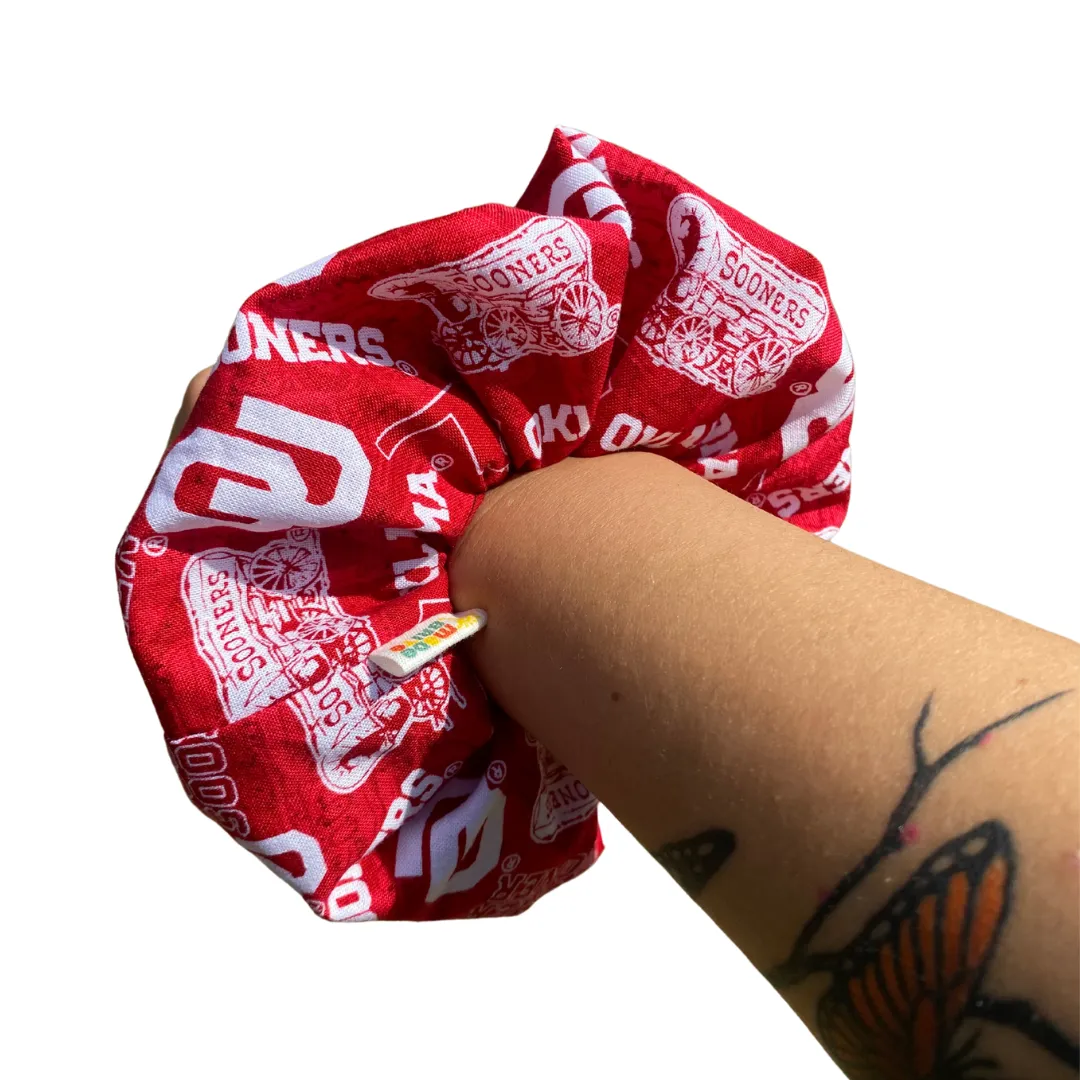 Oklahoma Sooners University Scrunchie Ponytail Hair Tie