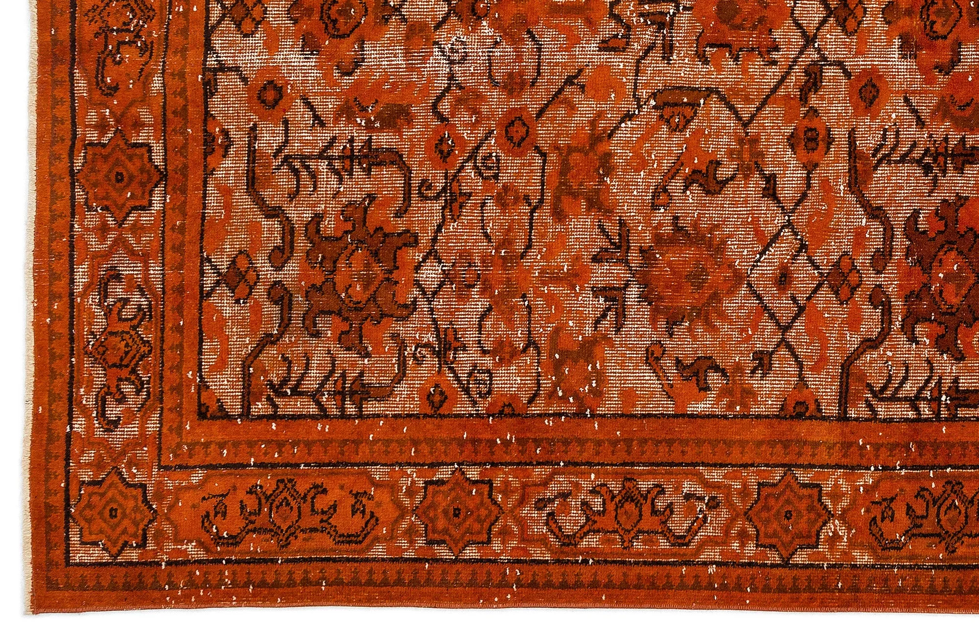 Orange Over Dyed Rug | Anatolia Design Rug | Turkish Rug | Hand Weaving Rug  | Bedroom Rug | Wool Rug | Vintage Rug | Office Rug | Striped Rug | Naturel Rug | Retro Desing Rug | Boho Rug I 5'5'' x 8'9'' ft 165 x 266 cm