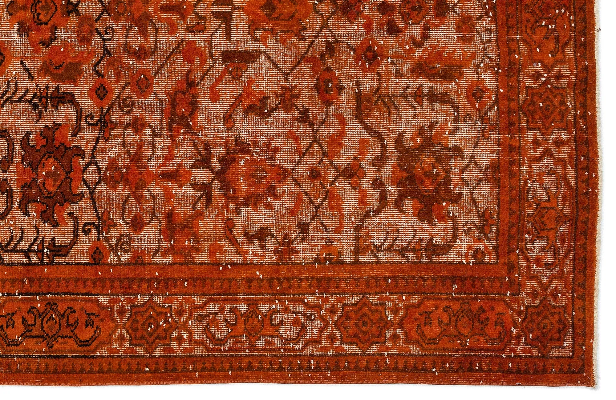 Orange Over Dyed Rug | Anatolia Design Rug | Turkish Rug | Hand Weaving Rug  | Bedroom Rug | Wool Rug | Vintage Rug | Office Rug | Striped Rug | Naturel Rug | Retro Desing Rug | Boho Rug I 5'5'' x 8'9'' ft 165 x 266 cm