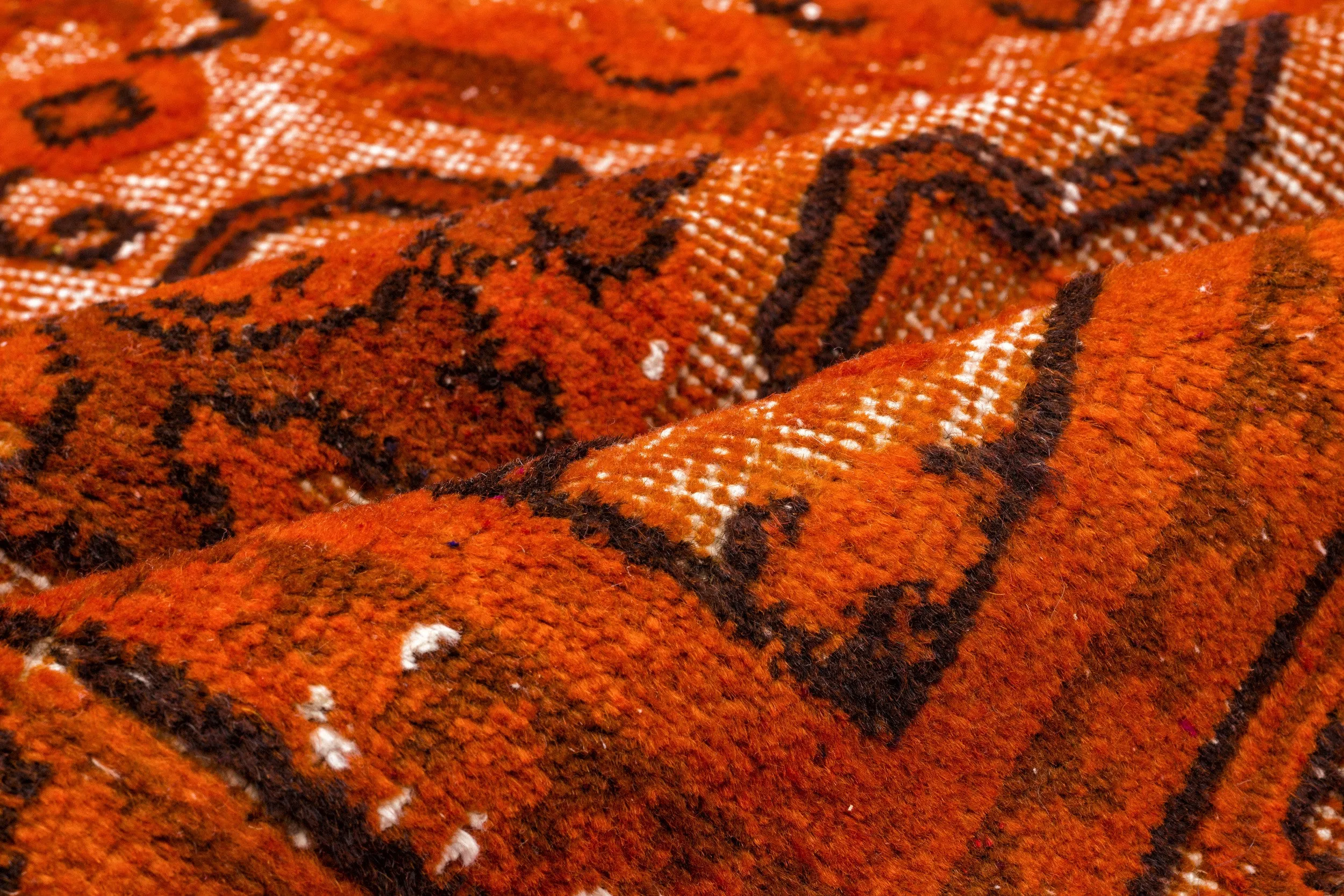Orange Over Dyed Rug | Anatolia Design Rug | Turkish Rug | Hand Weaving Rug  | Bedroom Rug | Wool Rug | Vintage Rug | Office Rug | Striped Rug | Naturel Rug | Retro Desing Rug | Boho Rug I 5'5'' x 8'9'' ft 165 x 266 cm