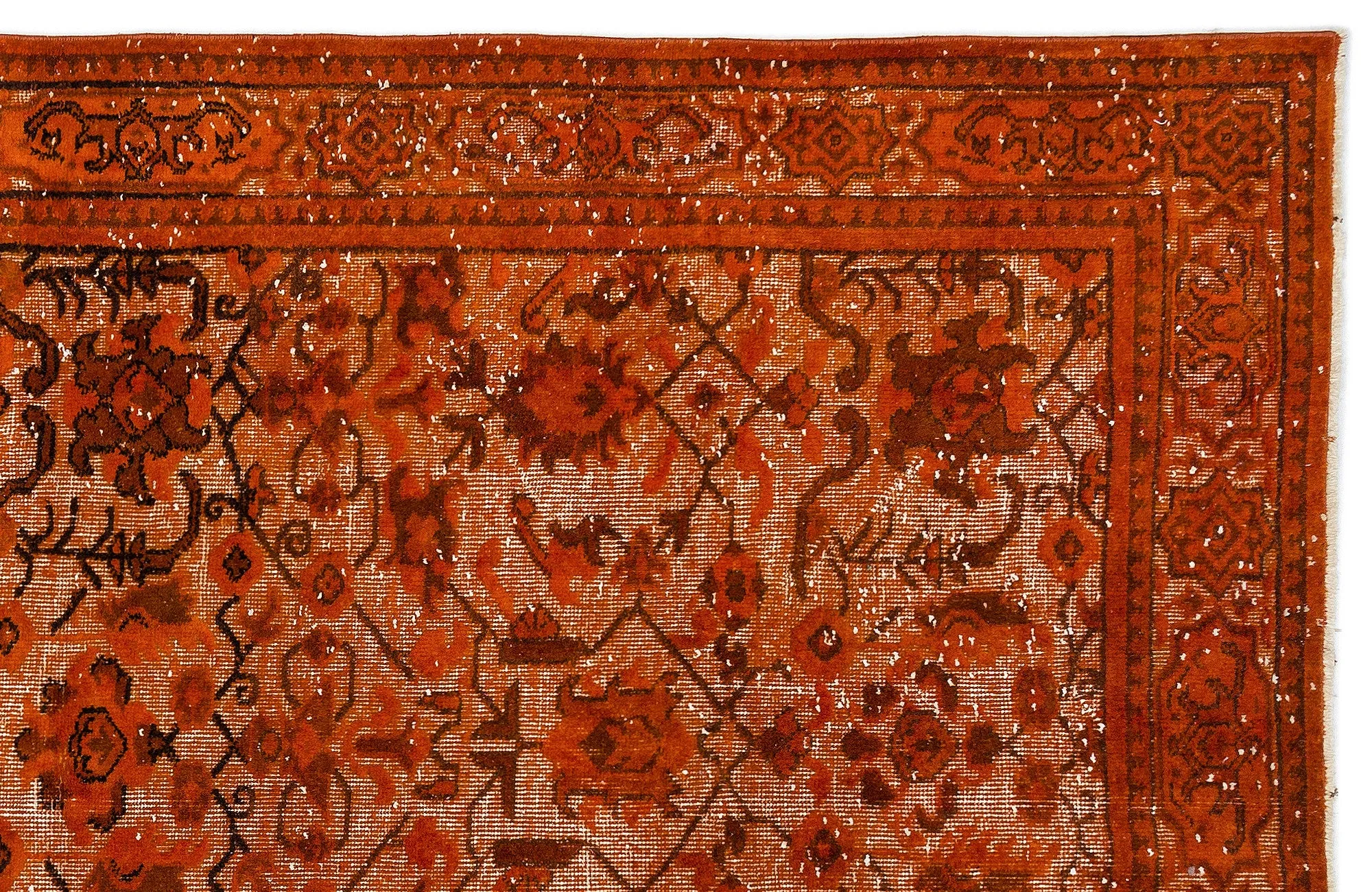 Orange Over Dyed Rug | Anatolia Design Rug | Turkish Rug | Hand Weaving Rug  | Bedroom Rug | Wool Rug | Vintage Rug | Office Rug | Striped Rug | Naturel Rug | Retro Desing Rug | Boho Rug I 5'5'' x 8'9'' ft 165 x 266 cm