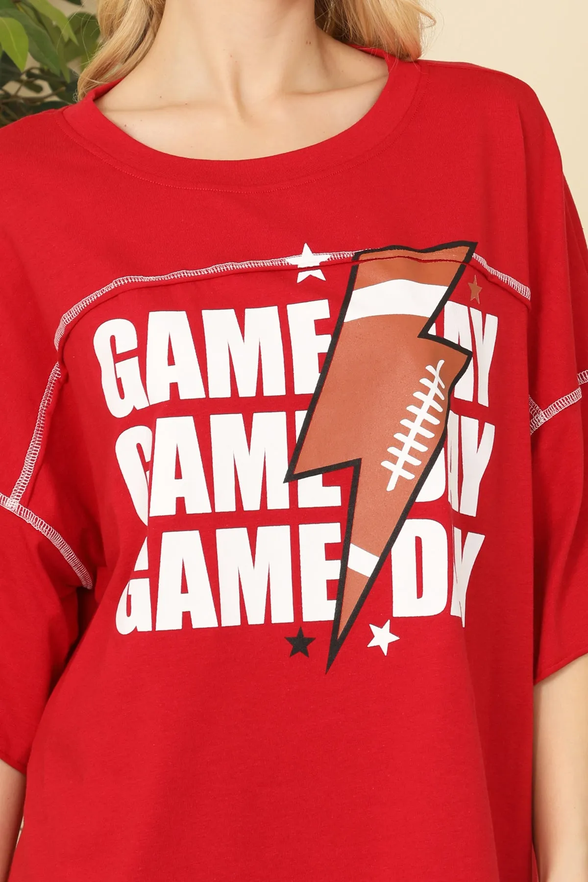 Oversized "Game Day" Print Top