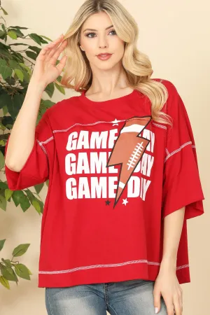 Oversized "Game Day" Print Top