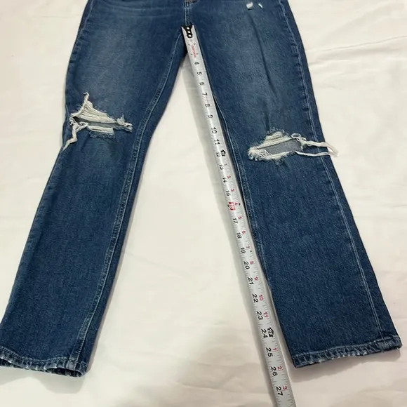 Paige Ripped Distressed Denim Medium Wash Sarah Slim High Rise Jeans Size 26