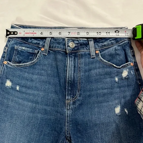 Paige Ripped Distressed Denim Medium Wash Sarah Slim High Rise Jeans Size 26