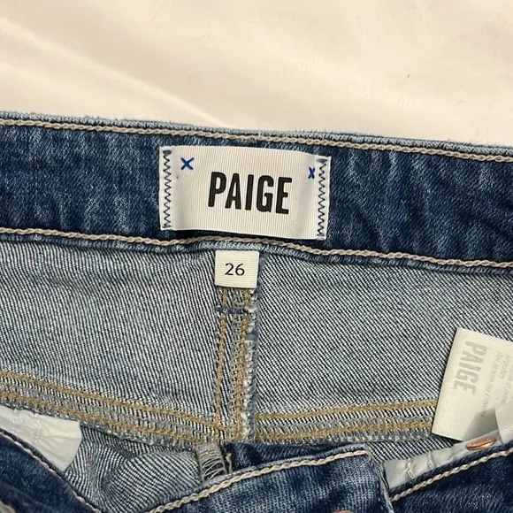 Paige Ripped Distressed Denim Medium Wash Sarah Slim High Rise Jeans Size 26