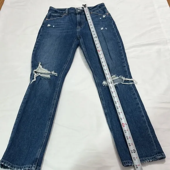 Paige Ripped Distressed Denim Medium Wash Sarah Slim High Rise Jeans Size 26