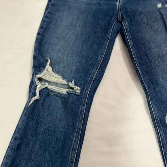 Paige Ripped Distressed Denim Medium Wash Sarah Slim High Rise Jeans Size 26