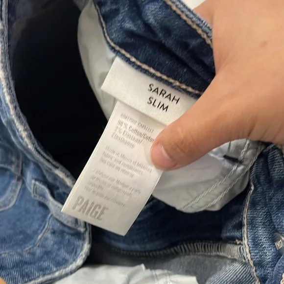 Paige Ripped Distressed Denim Medium Wash Sarah Slim High Rise Jeans Size 26