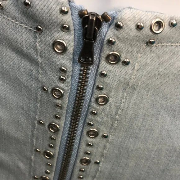PAIGE ROSIE HW DENIM STUDDED MINISKIRT