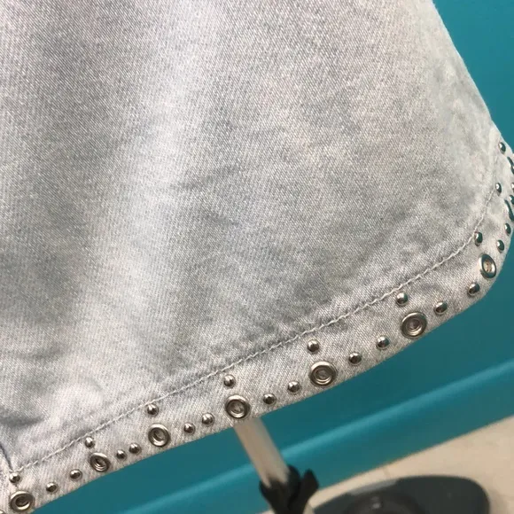 PAIGE ROSIE HW DENIM STUDDED MINISKIRT