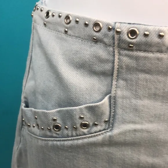 PAIGE ROSIE HW DENIM STUDDED MINISKIRT