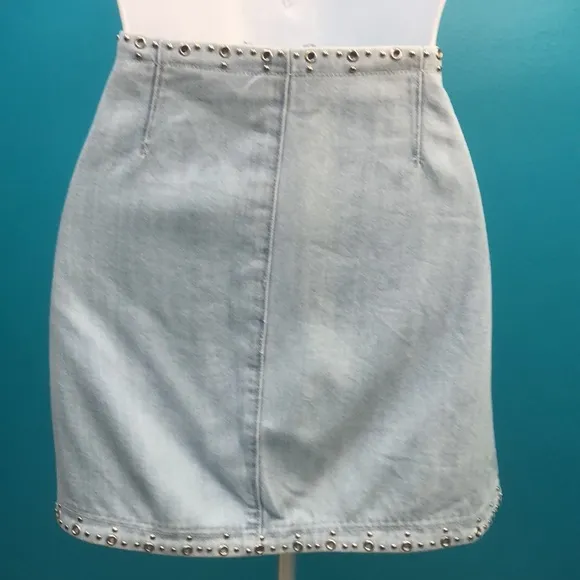 PAIGE ROSIE HW DENIM STUDDED MINISKIRT