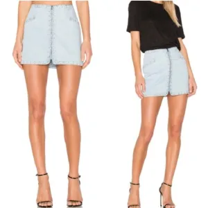 PAIGE ROSIE HW DENIM STUDDED MINISKIRT