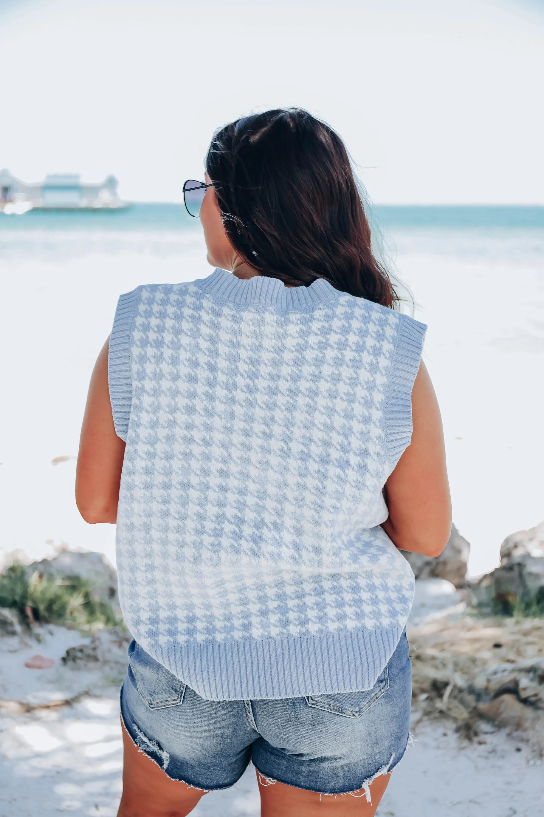 Pastel Houndstooth Vest - Blue