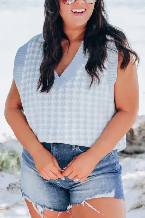 Pastel Houndstooth Vest - Blue