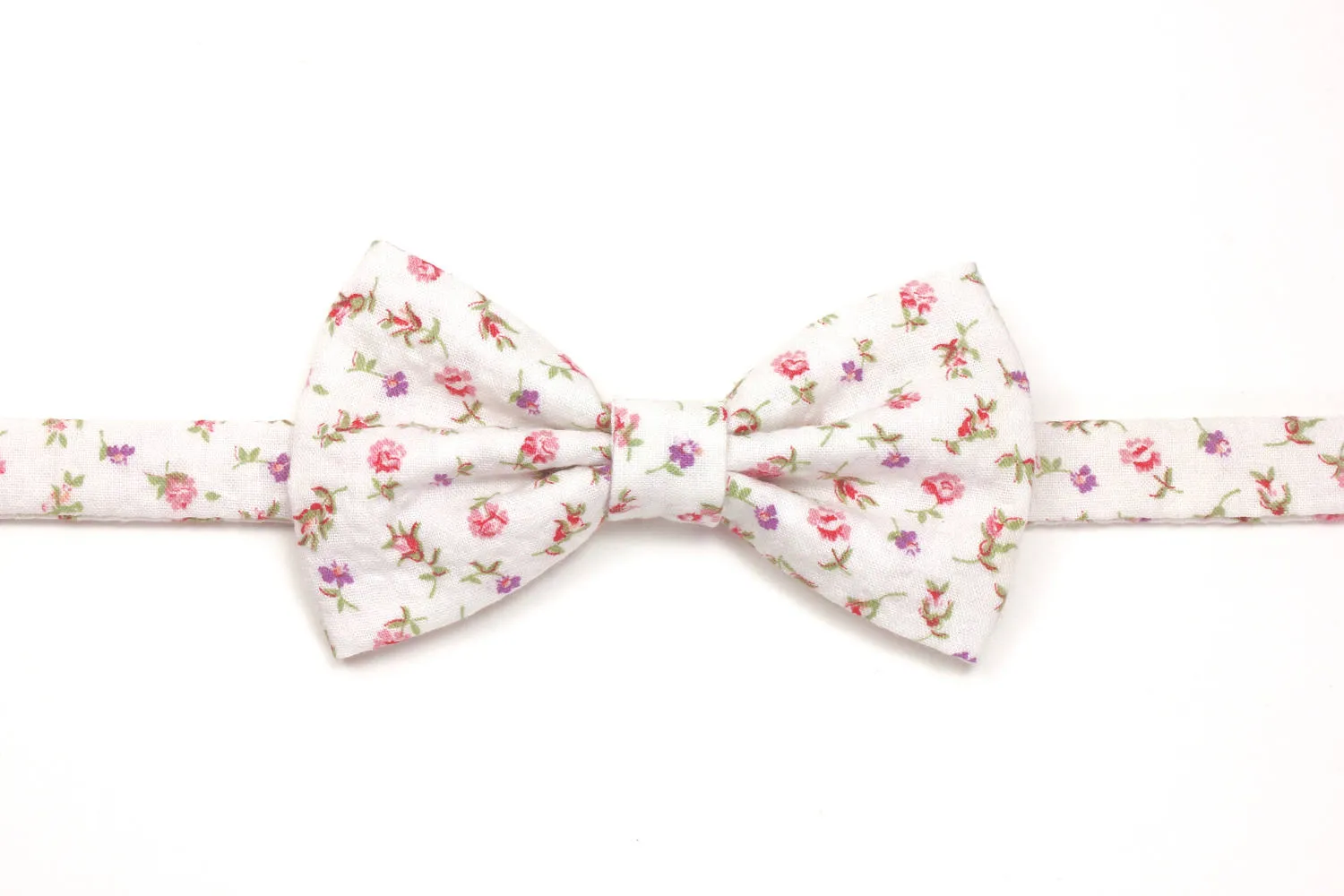 Pink & Purple Floral Seersucker Bow Tie