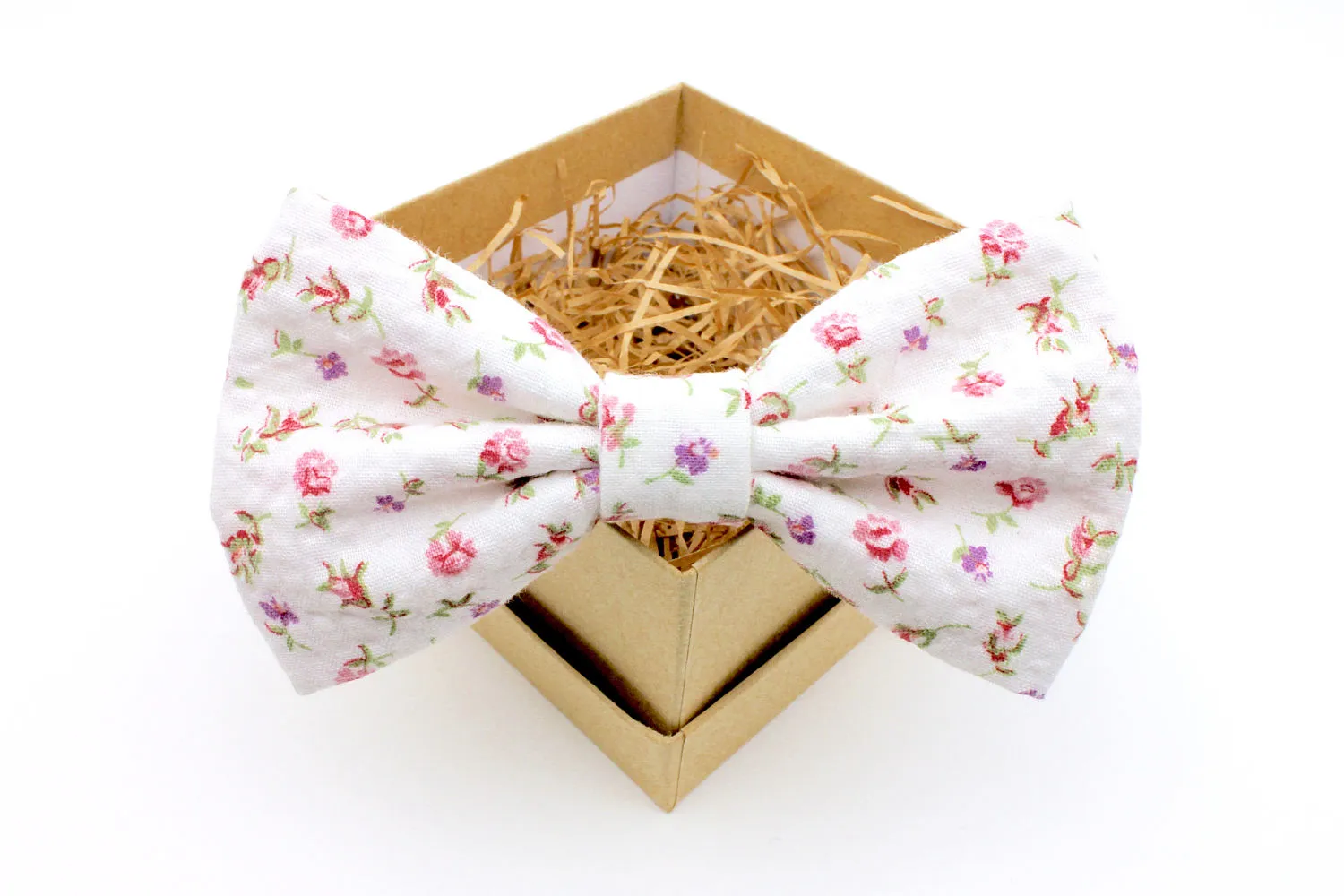 Pink & Purple Floral Seersucker Bow Tie