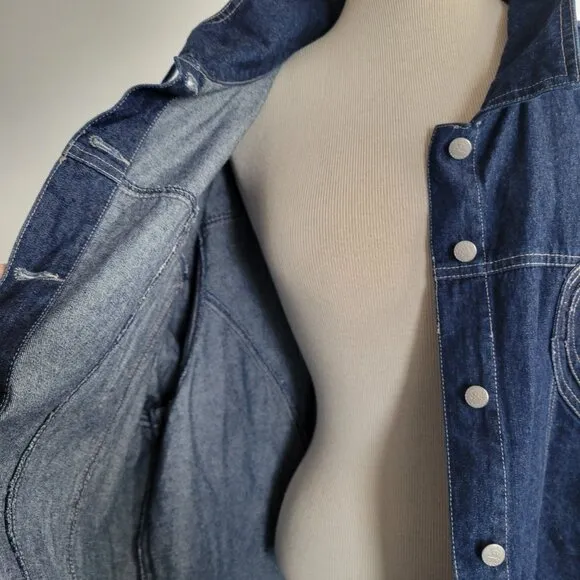 Quacker Factory Blue Denim Heart Rhinestone Jacket (SIZE: 2X)