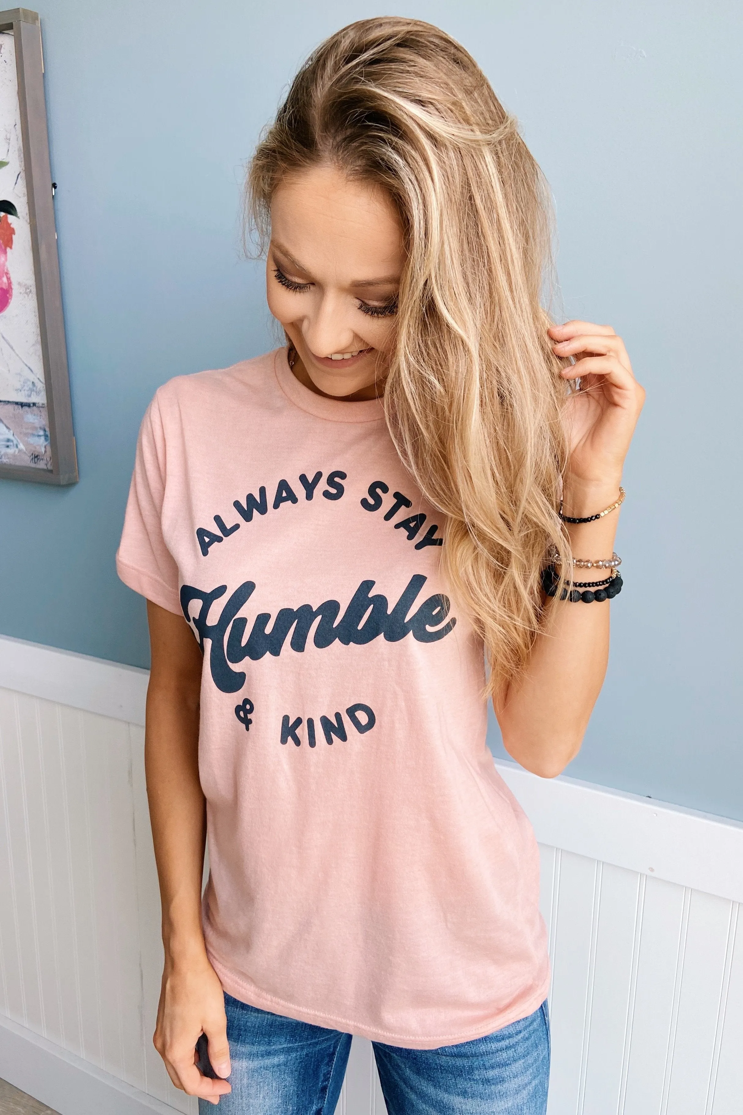 "Always Stay Humble & Kind" Graphic Tee- Light Peach