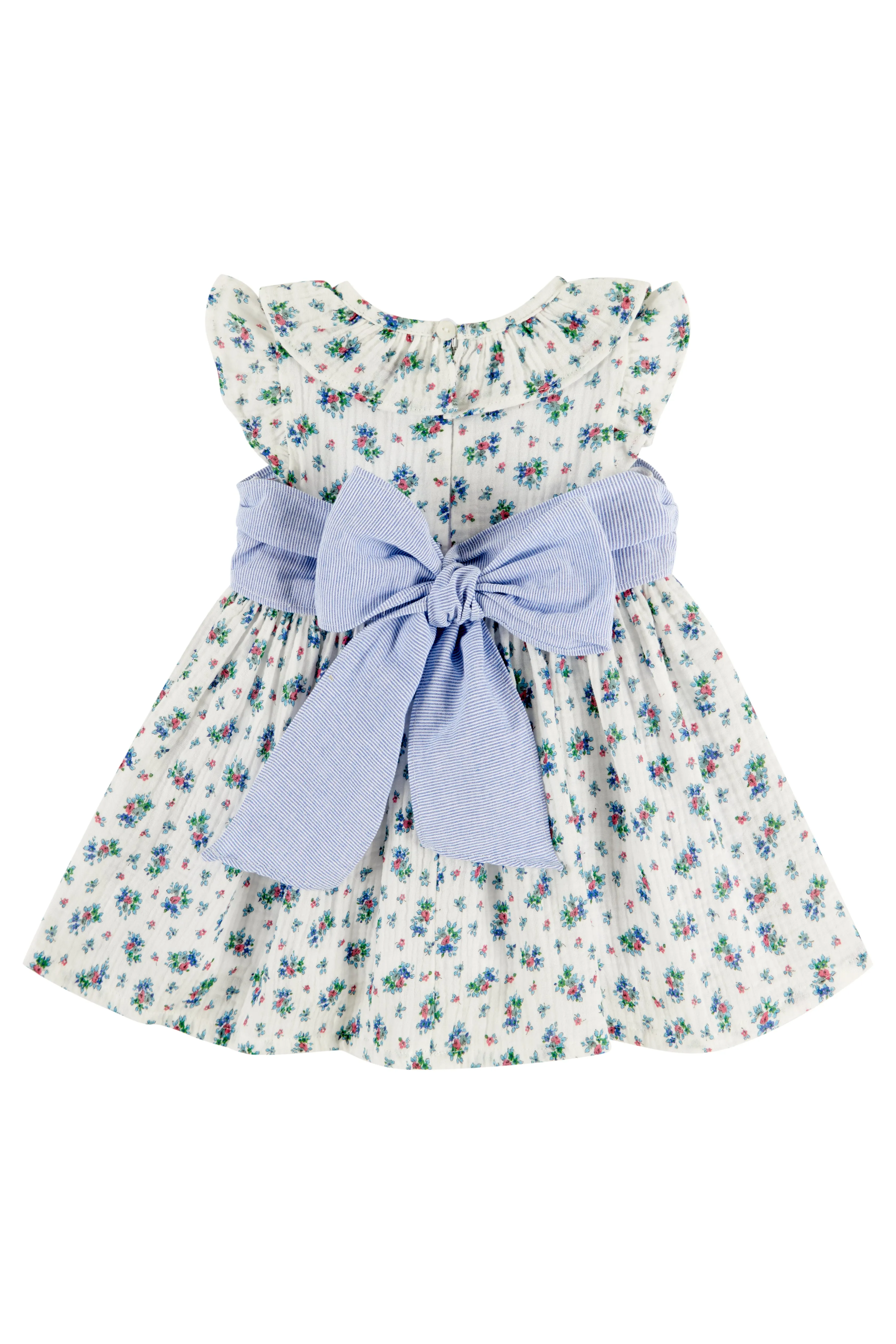 "Georgia" Dusky Blue Floral Smocked Dress