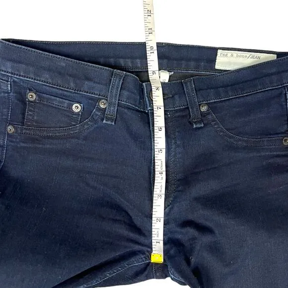 Rag &amp; Bone Jean Jeggings Midnight Dark Wash Blue Denim Legging Zip Fly Womens 27