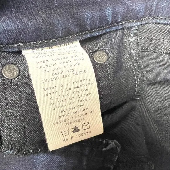 Rag &amp; Bone Jean Jeggings Midnight Dark Wash Blue Denim Legging Zip Fly Womens 27