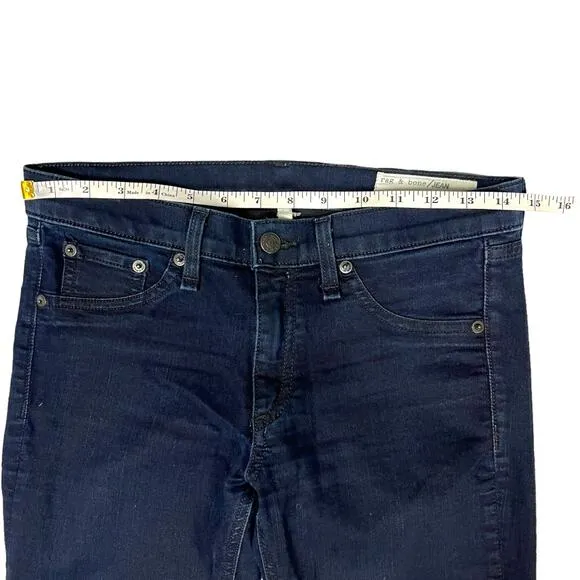 Rag &amp; Bone Jean Jeggings Midnight Dark Wash Blue Denim Legging Zip Fly Womens 27