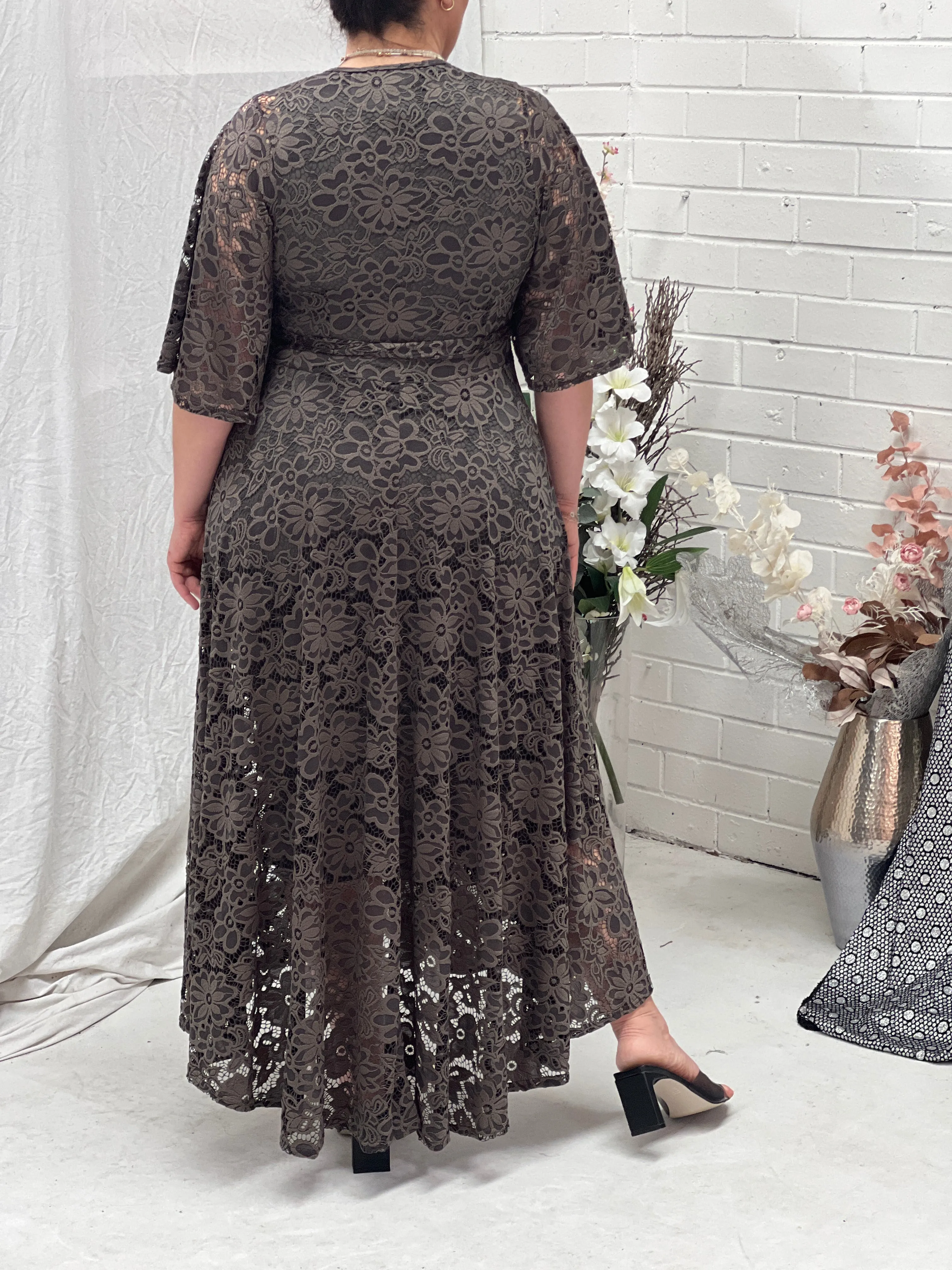 Raisa Khaki 2 Piece Wrap Dress