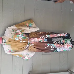 RARE Vintage dressing gown robe 60s 70s print S/M