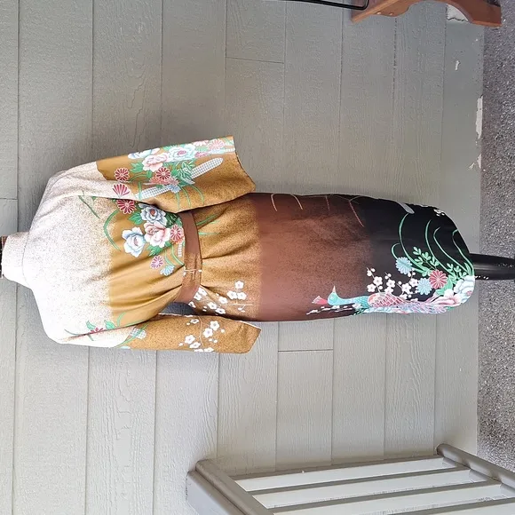 RARE Vintage dressing gown robe 60s 70s print S/M