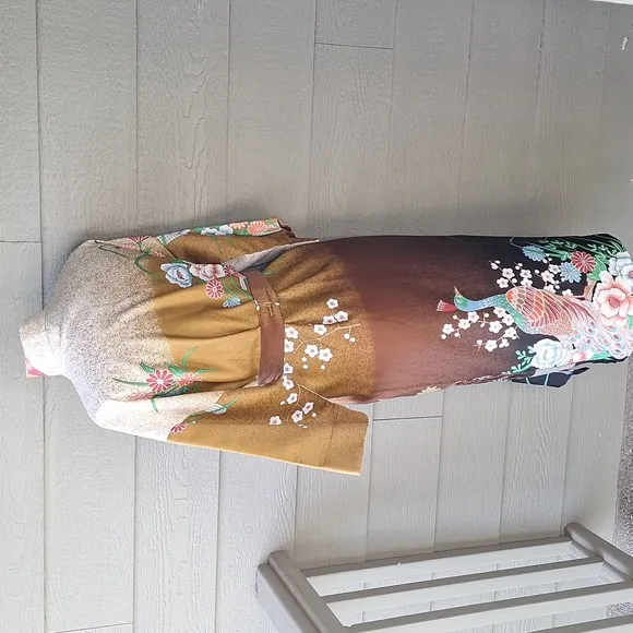 RARE Vintage dressing gown robe 60s 70s print S/M