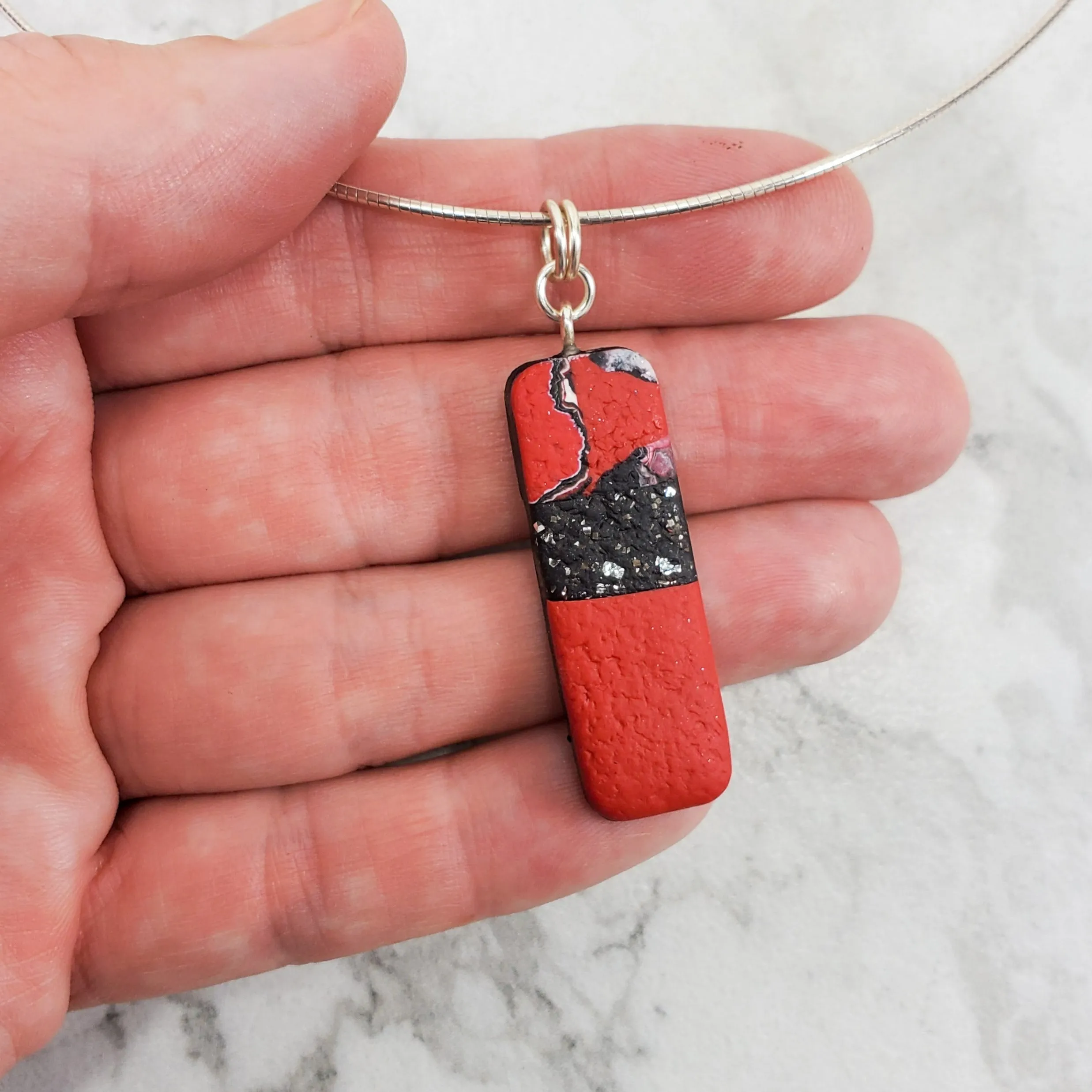 Rectangle Bar Pendant - Marbled - Scarlett