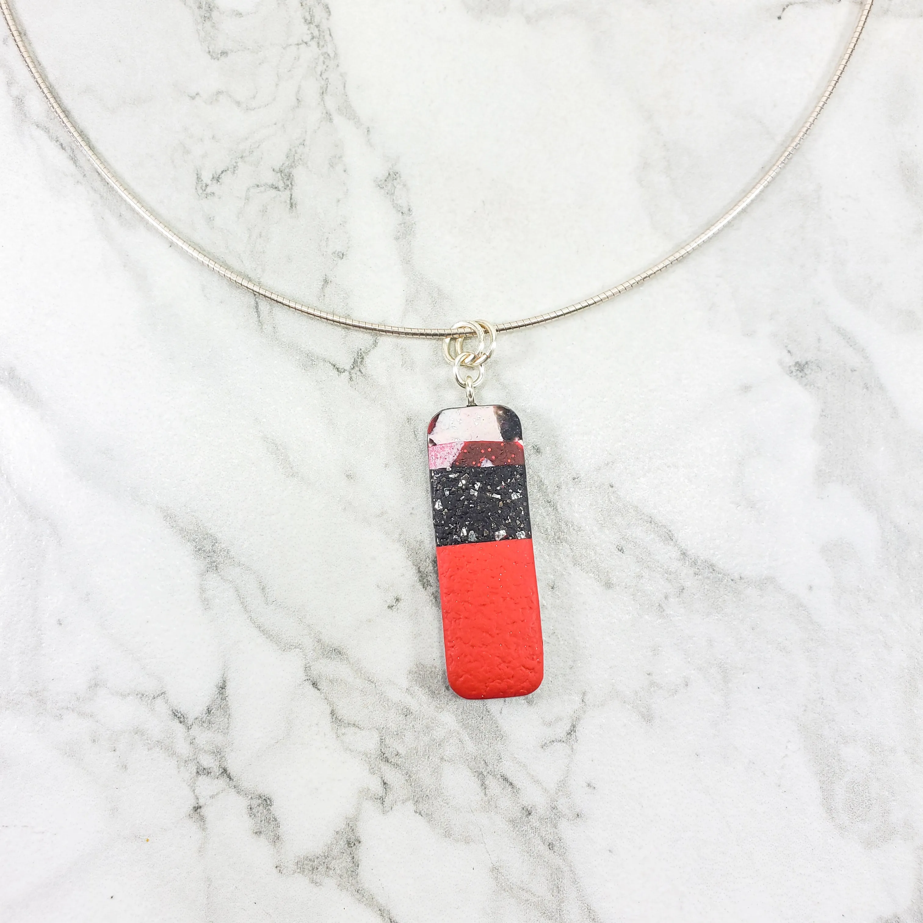 Rectangle Bar Pendant - Marbled - Scarlett
