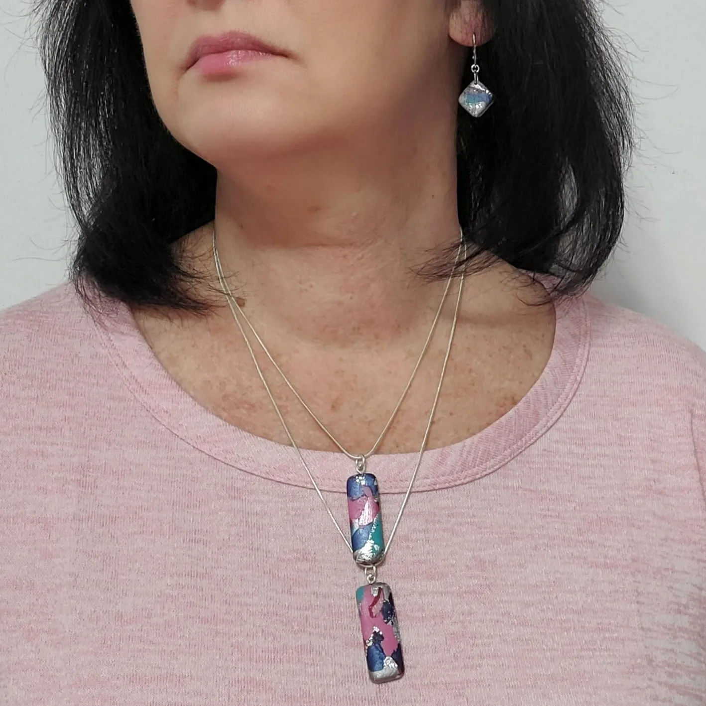Rectangle Bar Pendant - Marbled - Scarlett