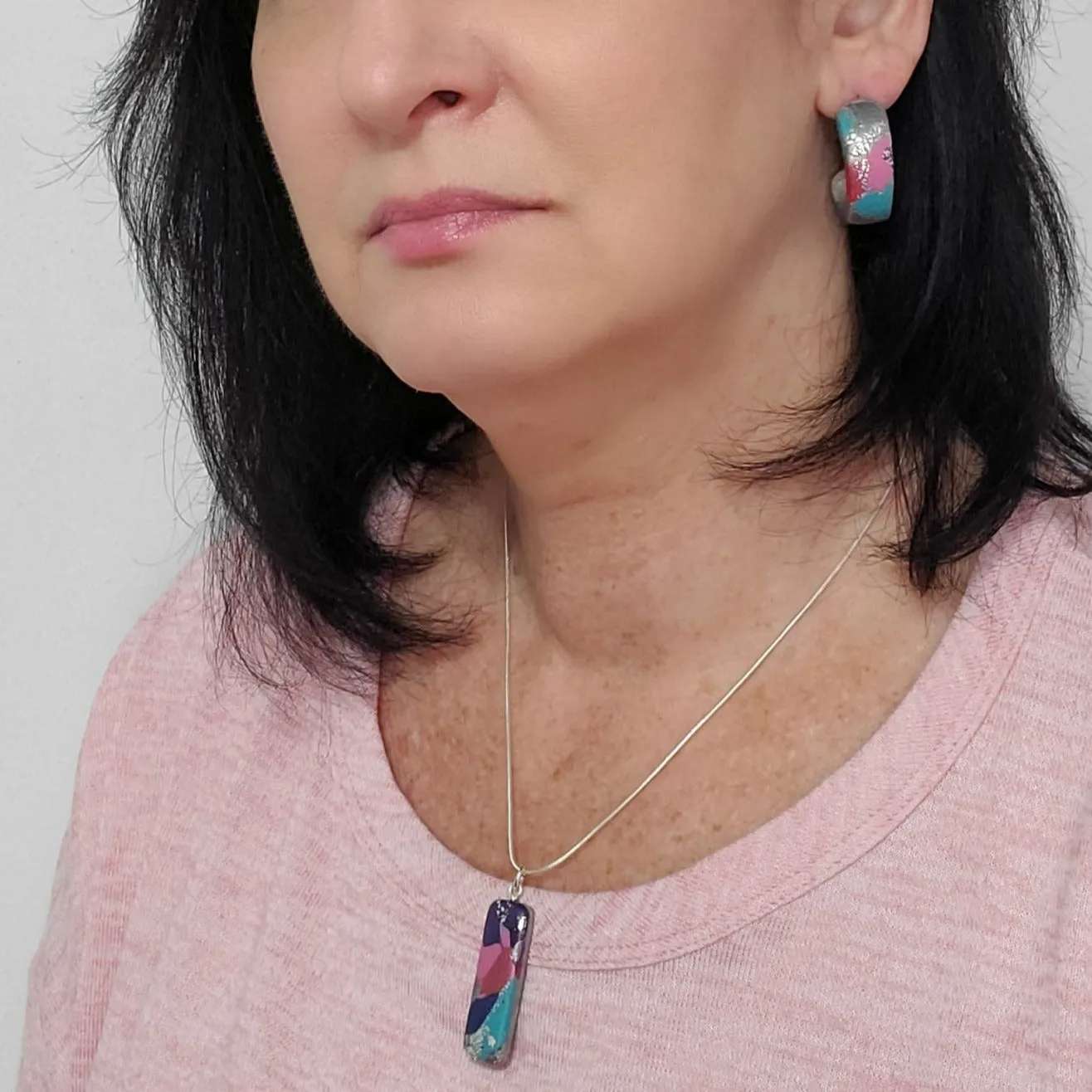 Rectangle Bar Pendant - Marbled - Scarlett