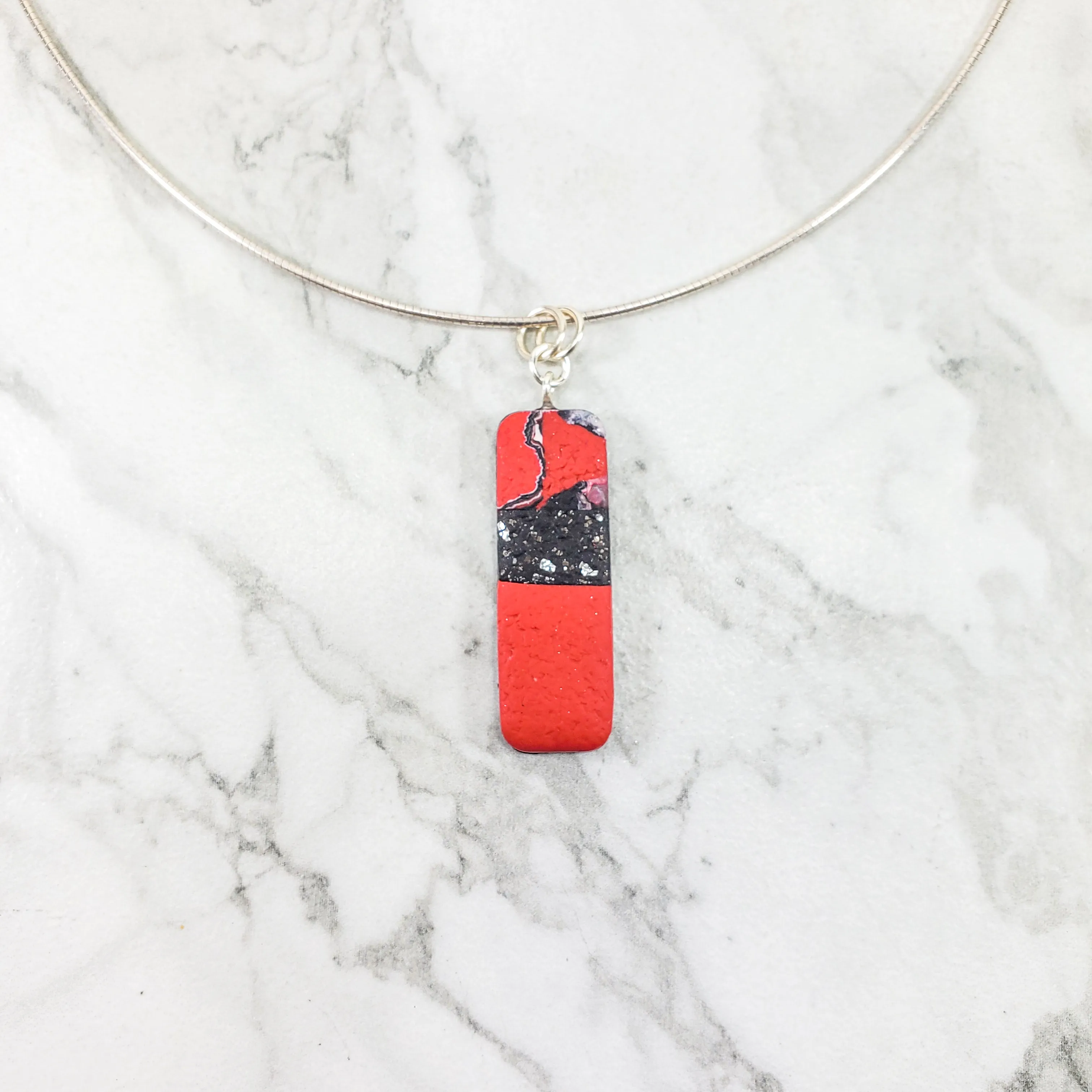 Rectangle Bar Pendant - Marbled - Scarlett
