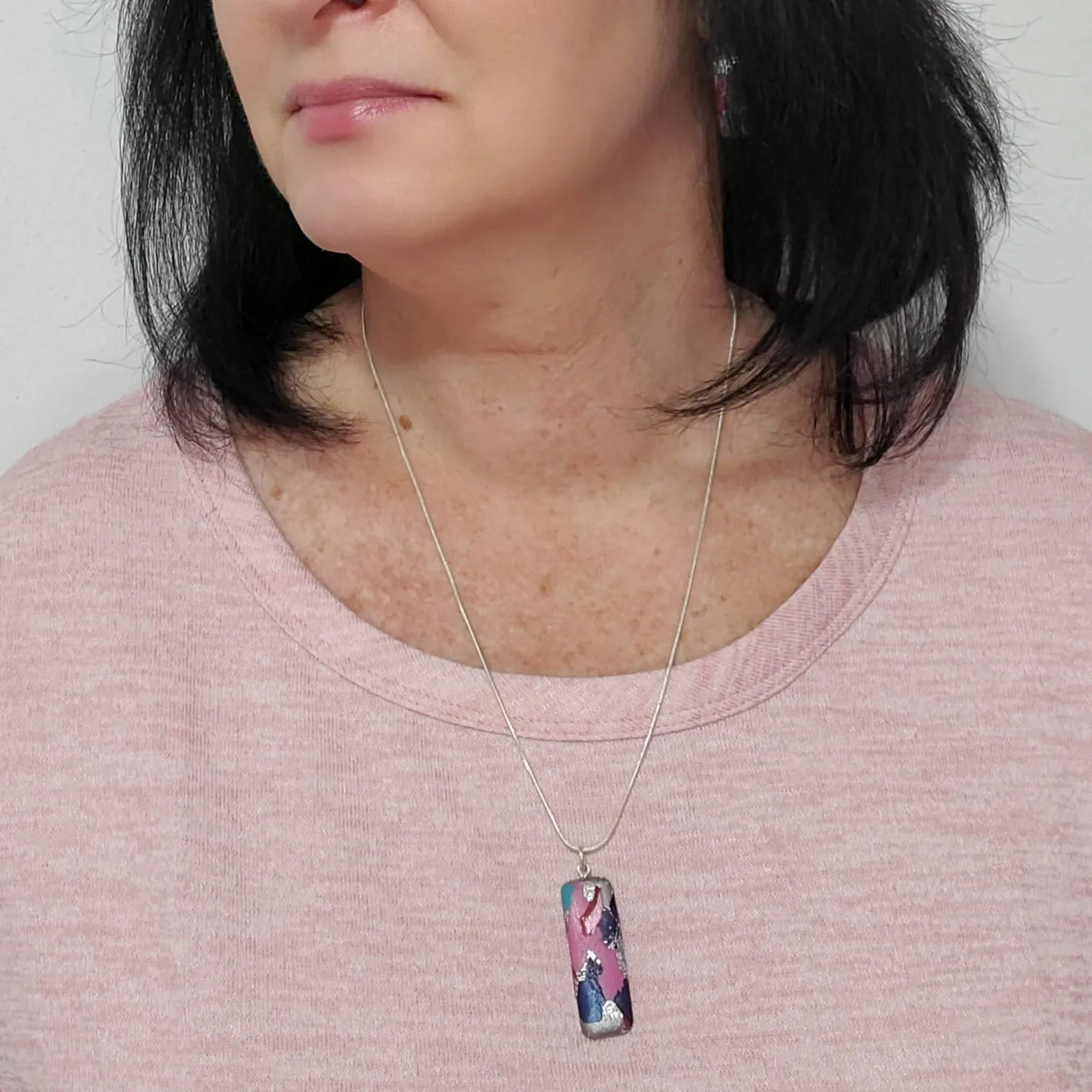 Rectangle Bar Pendant - Marbled - Scarlett