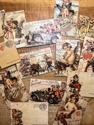 Retro Valentine's Day Wood Postcards