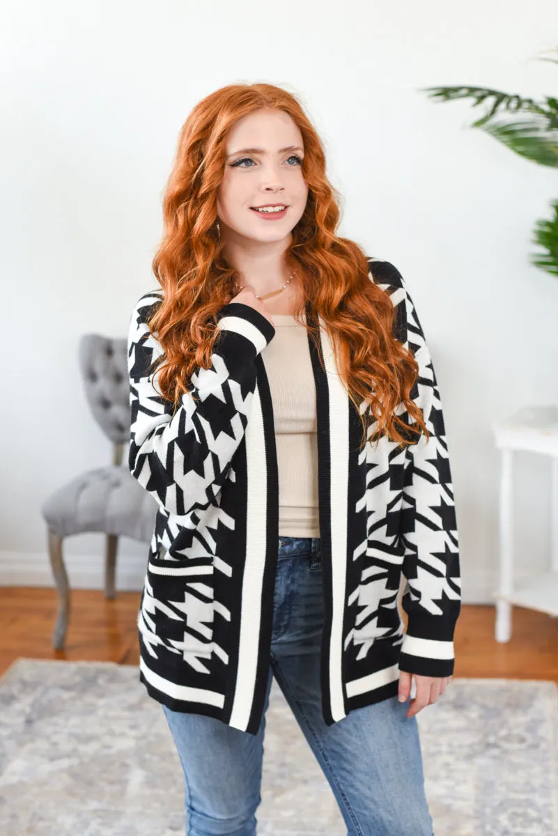 Riley Houndstooth Print Cardigan FINAL SALE