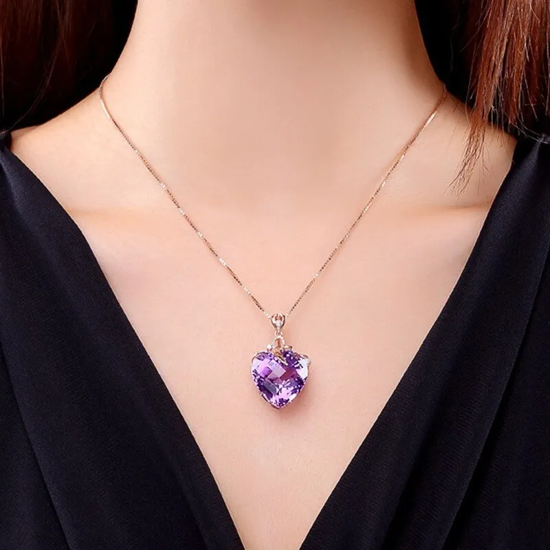 Romantic Heart Shaped Crystal Jewelry Sets Necklace Rings  Bracelet Earrings