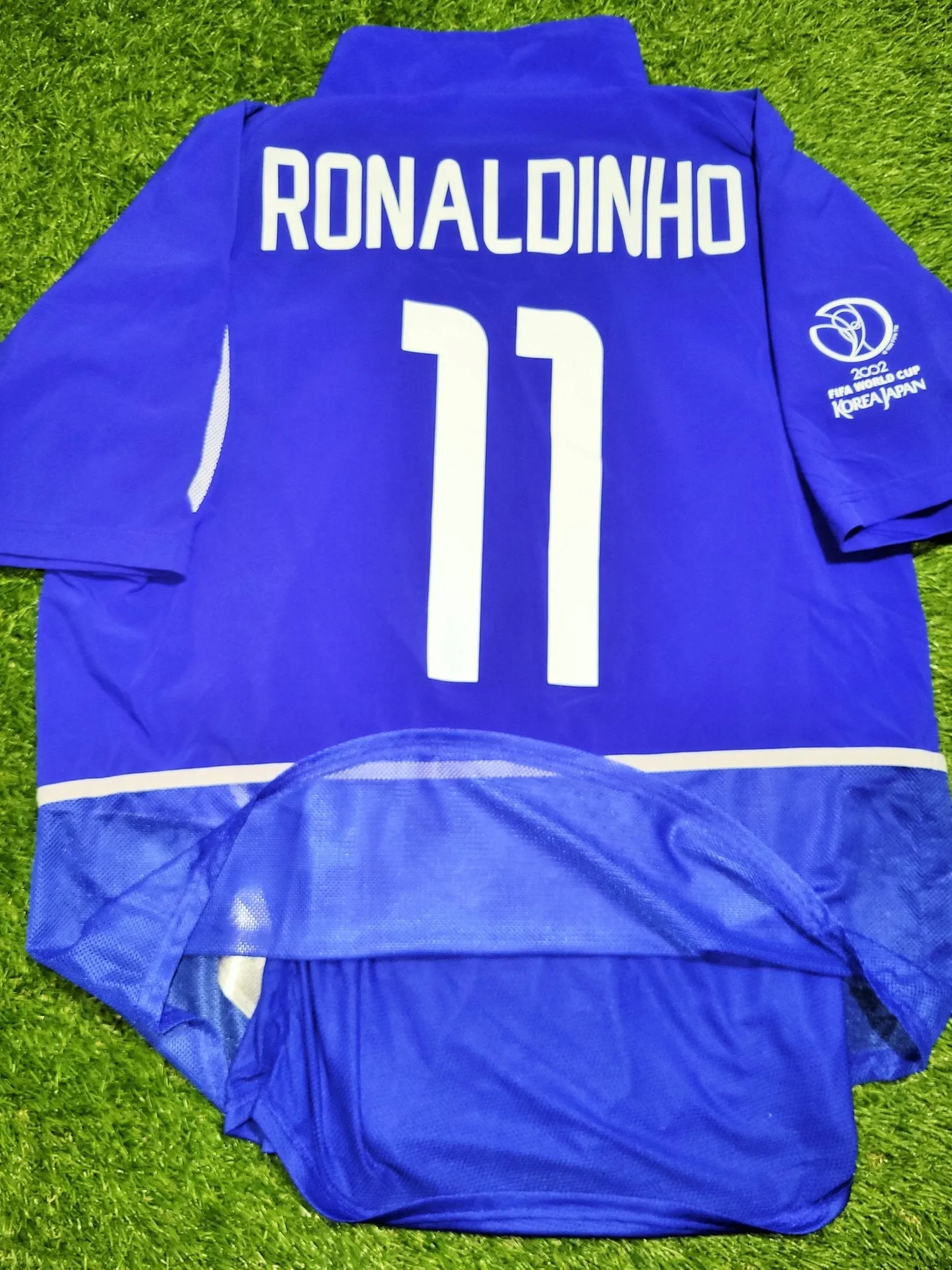 Ronaldinho Brazil 2002 WORLD CUP PLAYER ISSUE Away Soccer Jersey Shirt L SKU# S20901TIC 182263