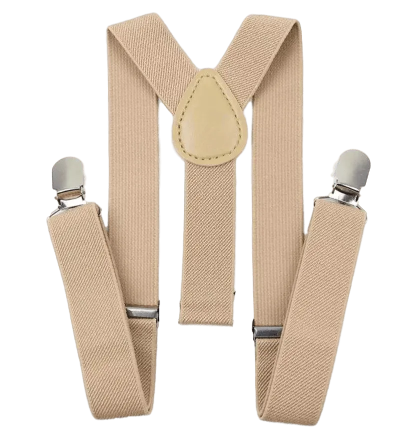 Rose Dusty Pink Boy’s Bow Tie and Beige Braces Set