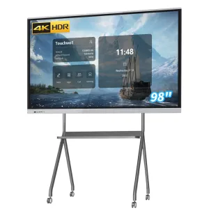 Smart Board, 98 inch, 4K Interactive Presentation Electronic Whiteboard with Dual System, Digital Signage Display for Office & Classroom, Core i7 RAM 8GB SSD 512GB