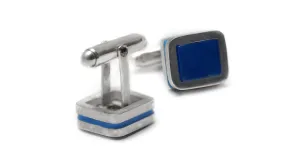 Square Twins - blue Enamel silver cufflinks