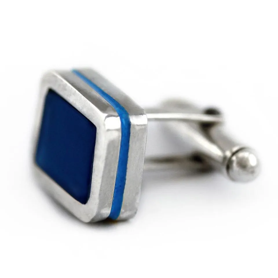 Square Twins - blue Enamel silver cufflinks